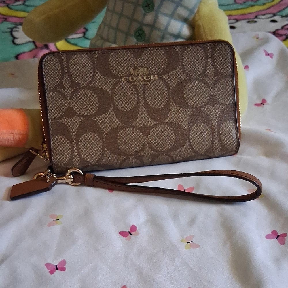 Coach Tan Signature Wristlet